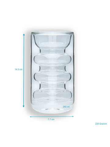 Intirilife Doppelwandiges Thermo Gläser Set Kaffeeglas Teeglas in 4x 260ml Transparent