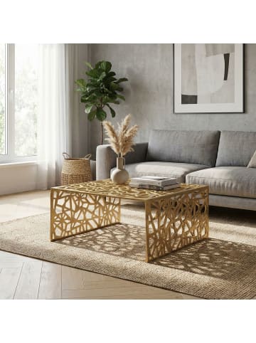 FineBuy Couchtisch in Gold / Aluminium / 60x60x31
