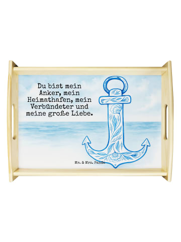 Mr. & Mrs. Panda Küchentablett Anker Blau Design mit Spruch in Weiß