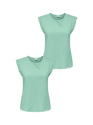 JACQUELINE de YONG T-Shirt  2-er Stück Set Kurzarm Spitzen Blusen Top JDYSALVA in Hellgrün-2