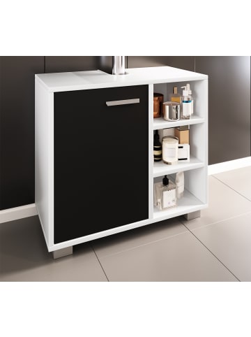 VCM  Holz Badmöbel Badunterschrank Waschbecken Zalo L in Weiß / Schwarz