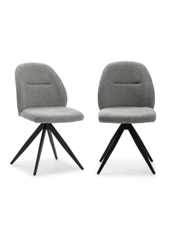 CALICOSY 2er-Set Stühle TAMARA in Hellgrau - (W) 47 x (H) 49 x (L) 60 cm