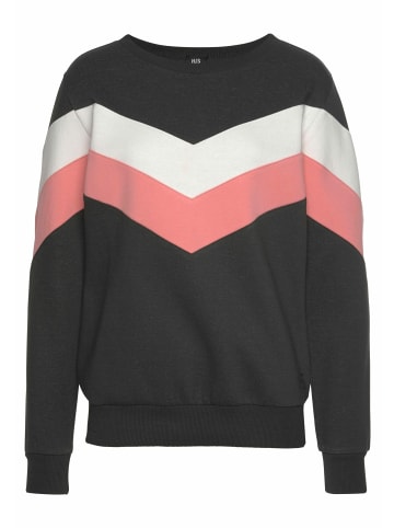 H.I.S Sweatshirt in anthrazit-rosa-weiß