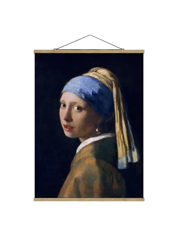 WALLART Stoffbild - J. Vermeer v. Delft - Mädchen Perlenohrgehänge in Blau