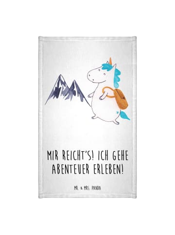 Mr. & Mrs. Panda Handtuch Klein Einhorn Bergsteiger mit Spruch in Weiß