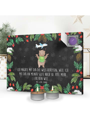 Mr. & Mrs. Panda Adventskalender Bär Flugzeug mit Spruch in Kreidetafel