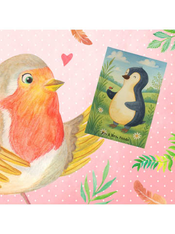 Mr. & Mrs. Panda Grußkarte Pinguin Marienkäfer Design ohne Spruch in Weiß