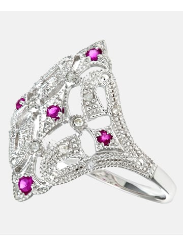 Diamant L'éternel Ring aus 375 Weißgold mit Diamant mit Rubin