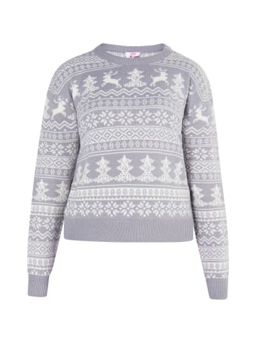 myMo X-Mas-Pullover in Grau Weiss