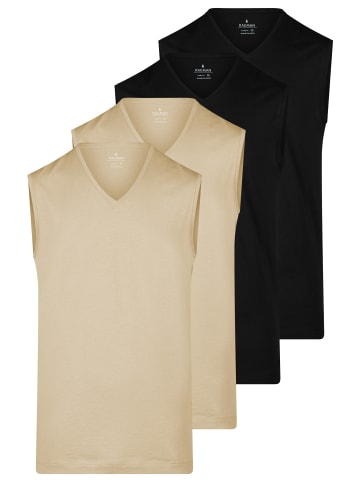 Ragman Unterhemd / Tanktop Basic in Schwarz / beige