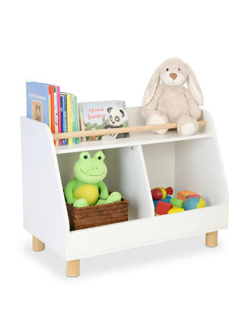 relaxdays Kinderregal in Weiß/Natur - (B) 72 x (H) 52 x (T) 38 cm