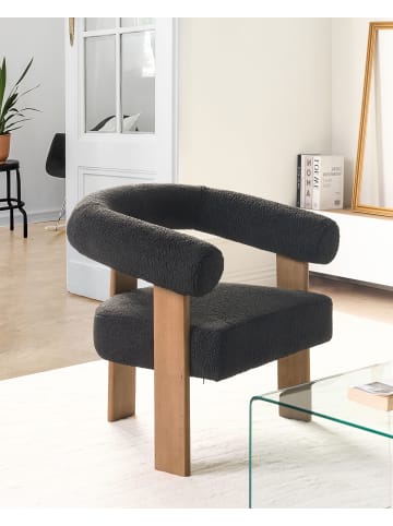 Beliani Sessel ILBRO in Schwarz/Braun - (W) 77 x (H) 76 x (L) 68 cm