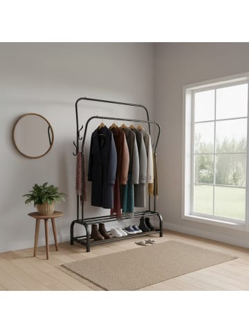 relaxdays Kleiderständer in Schwarz - (B)110 x (H)146 x (T)33 cm