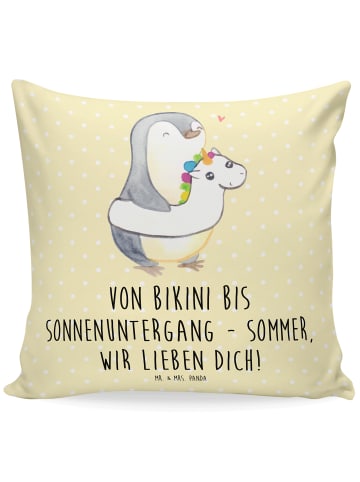 Mr. & Mrs. Panda kissen bedruckt Sommer Meer Strand mit Spruch in Gelb Pastell