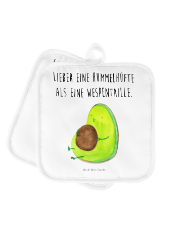 Mr. & Mrs. Panda 2er Set Topflappen  Avocado Pfeifen mit Spruch in Weiß