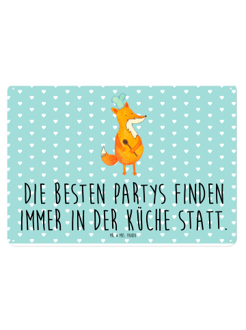 Mr. & Mrs. Panda Blechschild Fuchs Koch mit Spruch in Türkis Pastell