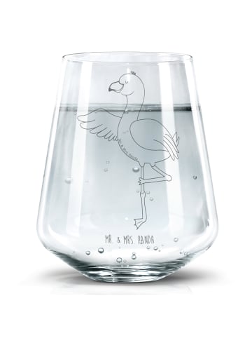 Mr. & Mrs. Panda Trinkglas Flamingo Yoga ohne Spruch in Transparent