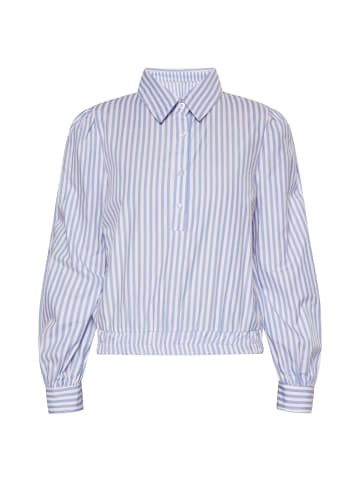 DreiMaster Damen Langarmbluse in Weiss Hellblau