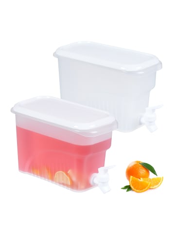 relaxdays 2 x Getränkespender in Transparent/ Weiß - 3 Liter