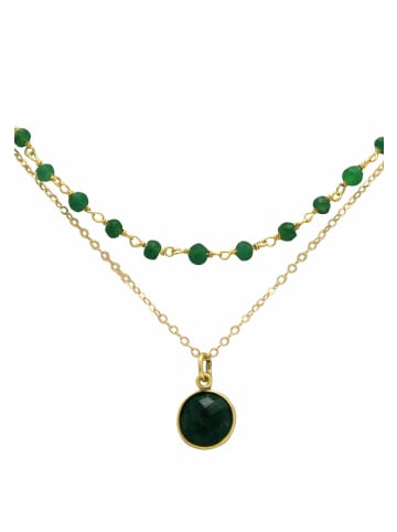 Gemshine Halskette mit Anhänger Choker Smaragd in gold coloured