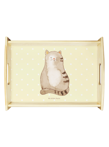 Mr. & Mrs. Panda Dekotablett Katze Sitzen ohne Spruch in Gelb Pastell