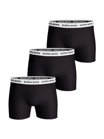 Björn Borg Boxershorts Contrast Solid Sammy 3er Pack in schwarz