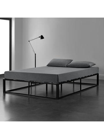 en.casa Metallbett Kreta in Schwarz (B)180cm