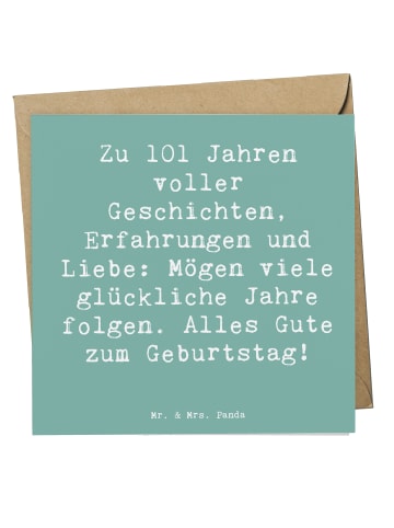 Mr. & Mrs. Panda Geschenkkarte Spruch 101. Geburtstag mit Spruch in Meeresbrise