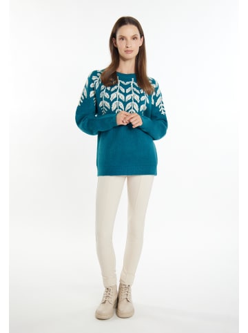 Usha Damen Strick Pullover in Petrol Mehrfarbig