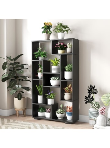 COSTWAY 120cm Bücherregal mit 9 Fächern in Schwarz