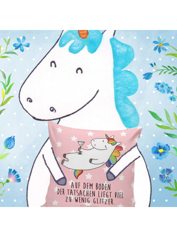 Mr. & Mrs. Panda Kopfkissen Einhorn Blümchentail mit Spruch in Rot Pastell