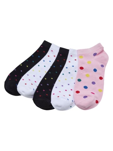 Urban Classics Urban Classics Damen No Show Socks Rainbow Dots 5-Pack in white/black/hibiskuspink