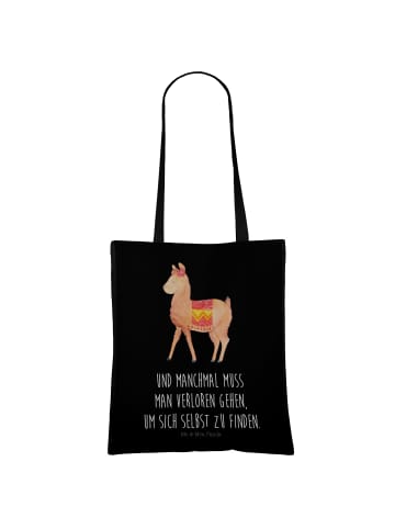 Mr. & Mrs. Panda Shopping Tasche Alpaka Stolz mit Spruch in Schwarz