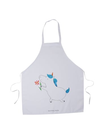 Mr. & Mrs. Panda Grillschürze Einhorn Blume ohne Spruch in Weiß