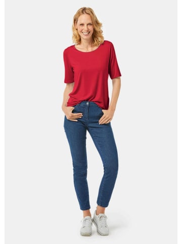 GOLDNER Kurzgröße:  Kombistarkes Halbarmshirt mit tonaler Zierkante in rot