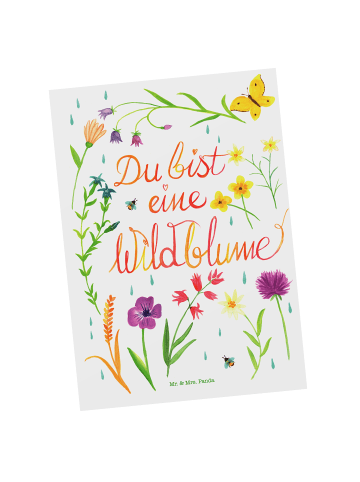 Mr. & Mrs. Panda Ansichtskarte Du bist eine Wildblume mit Spruch in Bunt