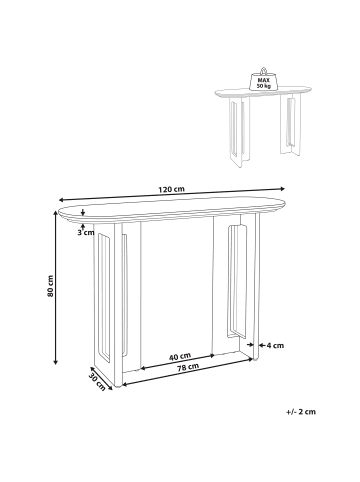 Beliani Konsolentisch KARLO in Braun - (W) 120 x (H) 80 x (L) 40 cm