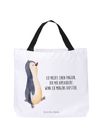 Mr. & Mrs. Panda Shopper Pinguin mHerzieren mit Spruch in Weiß