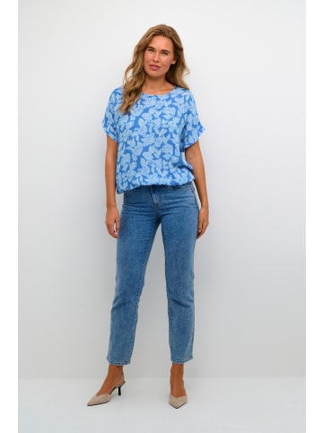 Kaffe Langarm-Bluse KAlisa Relaxed fit in Large Blue Flower Print