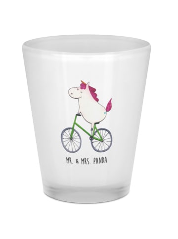 Mr. & Mrs. Panda Schnapsglas Einhorn Radfahrer ohne Spruch in Transparent