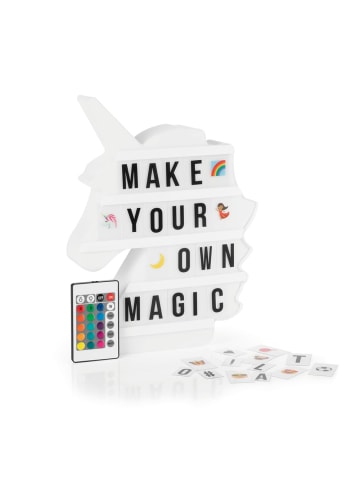 EASYmaxx LED-Leuchtkasten Einhorn 4,5V weiß 173 Buchstaben & 150 Moodjis Weiß
