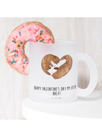 Mr. & Mrs. Panda Trinkglas Otter Valentine mit Spruch in Transparent