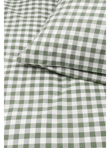 MELA Perkal Bettwäsche Set MAJULI Check in herbal green - naturweiss karo