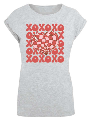 F4NT4STIC Extended Shoulder T-Shirt XOXO Herz Love in grau meliert