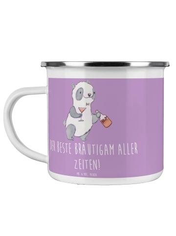 Mr. & Mrs. Panda Kaffeetasse Bester Bräutigam mit Spruch in Lavendeltraum