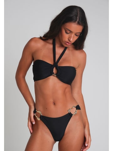 Moda Minx Bikinioberteil Irregular Hoop Halter Bandeau Top in Black