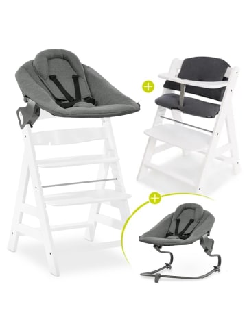 Hauck Alpha Plus White 4-tlg. Newborn Set - Hochstuhl in weiss,grau