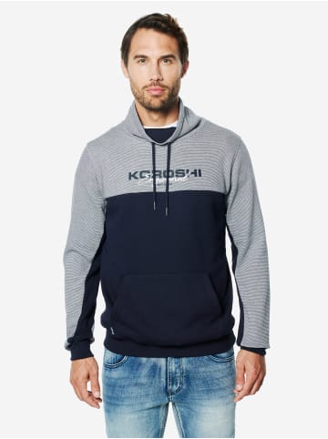 KOROSHI Hochausschnitt-Pullover aus Baumwoll-Fancy Cross in blau