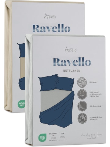 Aspero 2 x Spannbettlaken Ravello in Beige/Hellgrau