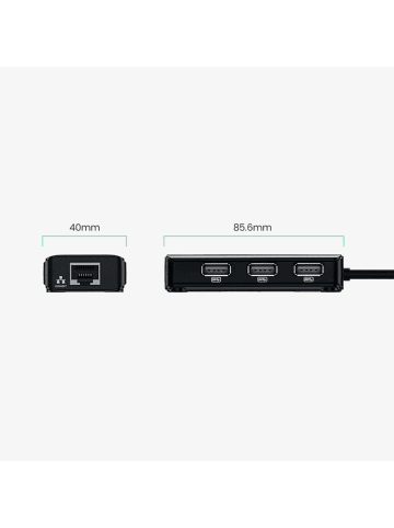 Ugreen Adapter HUB in Schwarz USB-A auf EthernetRJ45) und Netzwerkadapter in Schwarz